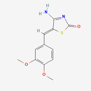 molecular formula C12H12N2O3S B2804283 5-[(3,4-Dimethoxyphenyl)methylene]-4-imino-1,3-thiazolidin-2-one CAS No. 1164509-23-2