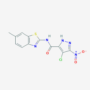 4-chloro-N-(6-methyl-1,3-benzothiazol-2-yl)-3-nitro-1H-pyrazole-5-carboxamide