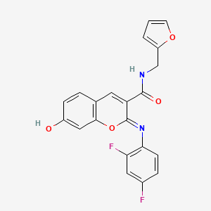 (2Z)-2-[(2,4-difluorophenyl)imino]-N-(furan-2-ylmethyl)-7-hydroxy-2H-chromene-3-carboxamide