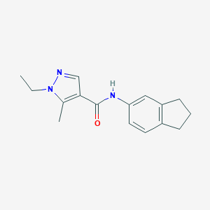 molecular formula C16H19N3O B280430 N-(2,3-dihydro-1H-inden-5-yl)-1-ethyl-5-methyl-1H-pyrazole-4-carboxamide 