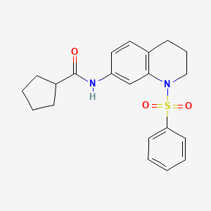 N-[1-(benzenesulfonyl)-3,4-dihydro-2H-quinolin-7-yl]cyclopentanecarboxamide