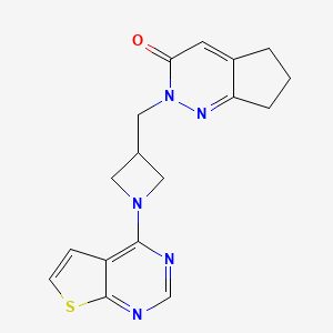 molecular formula C17H17N5OS B2804307 2-[(1-{thieno[2,3-d]pyrimidin-4-yl}azetidin-3-yl)methyl]-2H,3H,5H,6H,7H-cyclopenta[c]pyridazin-3-one CAS No. 2194847-09-9