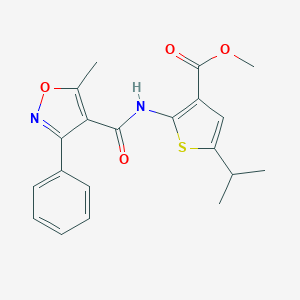 molecular formula C20H20N2O4S B280431 Methyl 5-isopropyl-2-{[(5-methyl-3-phenylisoxazol-4-yl)carbonyl]amino}thiophene-3-carboxylate 