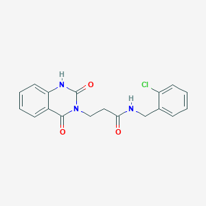 molecular formula C18H16ClN3O3 B2804312 N-(2-氯苄基)-3-(2,4-二氧代-1,2-二氢喹唑并[3,4-d]-基)丙酰胺 CAS No. 896372-07-9