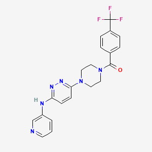 molecular formula C21H19F3N6O B2804313 (4-(6-(Pyridin-3-ylamino)pyridazin-3-yl)piperazin-1-yl)(4-(trifluoromethyl)phenyl)methanone CAS No. 1021073-27-7