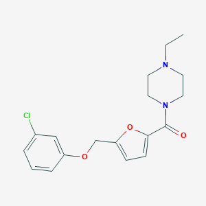 molecular formula C18H21ClN2O3 B280432 1-{5-[(3-Chlorophenoxy)methyl]-2-furoyl}-4-ethylpiperazine 