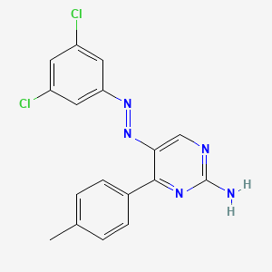 molecular formula C17H13Cl2N5 B2804325 5-[2-(3,5-Dichlorophenyl)diazenyl]-4-(4-methylphenyl)-2-pyrimidinamine CAS No. 338962-05-3