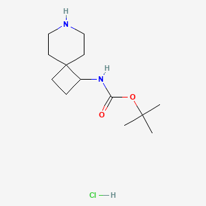 molecular formula C13H25ClN2O2 B2804329 tert-butyl N-{7-azaspiro[3.5]nonan-1-yl}carbamate hydrochloride CAS No. 2173992-35-1