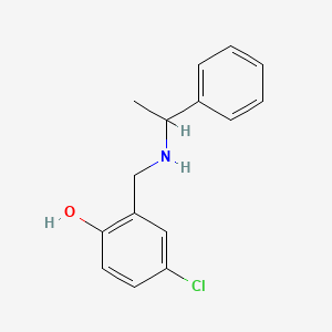 molecular formula C15H16ClNO B2804337 4-氯-2-{[(1-苯乙基)氨基]甲基}苯酚 CAS No. 1019567-97-5