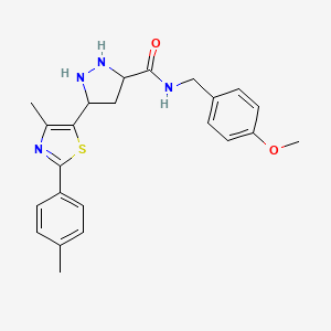 N-[(4-methoxyphenyl)methyl]-5-[4-methyl-2-(4-methylphenyl)-1,3-thiazol-5-yl]pyrazolidine-3-carboxamide