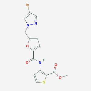 molecular formula C15H12BrN3O4S B280434 methyl 3-({5-[(4-bromo-1H-pyrazol-1-yl)methyl]-2-furoyl}amino)-2-thiophenecarboxylate 