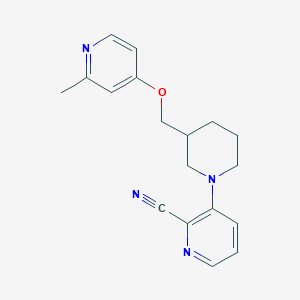 molecular formula C18H20N4O B2804348 3-[3-[(2-甲基吡啶-4-基)氧甲基]哌啶-1-基]吡啶-2-甲腈 CAS No. 2380068-65-3