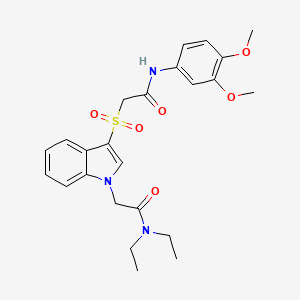 molecular formula C24H29N3O6S B2804349 2-(3-((2-((3,4-二甲氧基苯基)氨基)-2-氧代乙基)磺酰)-1H-吲哚-1-基)-N,N-二乙基乙酰胺 CAS No. 894003-02-2