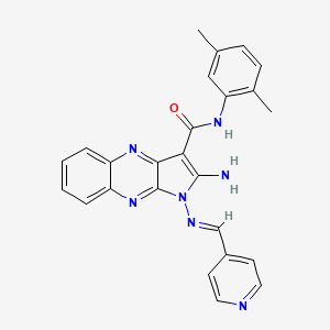 (E)-2-amino-N-(2,5-dimethylphenyl)-1-((pyridin-4-ylmethylene)amino)-1H-pyrrolo[2,3-b]quinoxaline-3-carboxamide
