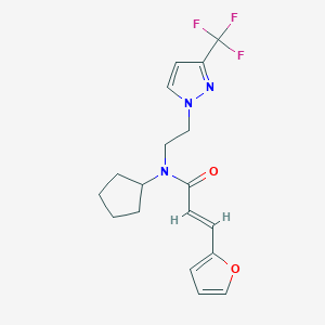 molecular formula C18H20F3N3O2 B2804369 (E)-N-cyclopentyl-3-(furan-2-yl)-N-(2-(3-(trifluoromethyl)-1H-pyrazol-1-yl)ethyl)acrylamide CAS No. 2035007-00-0