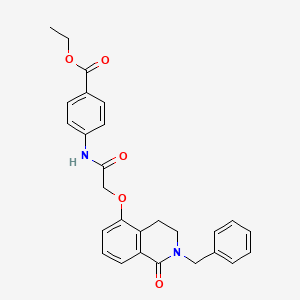 molecular formula C27H26N2O5 B2804374 Ethyl 4-[[2-[(2-benzyl-1-oxo-3,4-dihydroisoquinolin-5-yl)oxy]acetyl]amino]benzoate CAS No. 850905-56-5