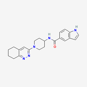 molecular formula C22H25N5O B2804375 N-(1-(5,6,7,8-四氢香豆素-3-基)哌啶-4-基)-1H-吲哚-5-甲酰胺 CAS No. 2034467-18-8