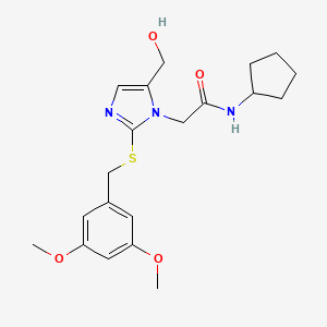 molecular formula C20H27N3O4S B2804377 N-cyclopentyl-2-(2-((3,5-dimethoxybenzyl)thio)-5-(hydroxymethyl)-1H-imidazol-1-yl)acetamide CAS No. 921526-54-7