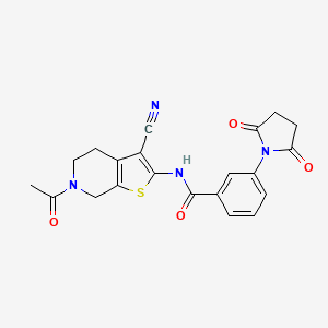 molecular formula C21H18N4O4S B2804378 N-(6-acetyl-3-cyano-5,7-dihydro-4H-thieno[2,3-c]pyridin-2-yl)-3-(2,5-dioxopyrrolidin-1-yl)benzamide CAS No. 921138-72-9