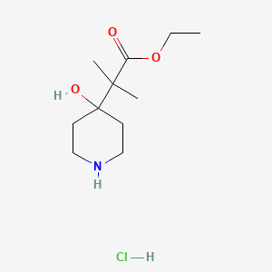molecular formula C11H22ClNO3 B2804379 Ethyl 2-(4-hydroxypiperidin-4-yl)-2-methylpropanoate;hydrochloride CAS No. 2260937-49-1
