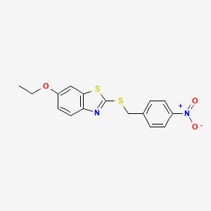 molecular formula C16H14N2O3S2 B2804382 6-Ethoxy-2-((4-nitrobenzyl)thio)benzo[d]thiazole CAS No. 324045-09-2