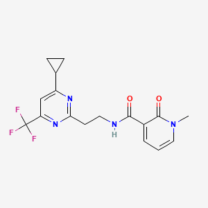 molecular formula C17H17F3N4O2 B2804387 N-(2-(4-cyclopropyl-6-(trifluoromethyl)pyrimidin-2-yl)ethyl)-1-methyl-2-oxo-1,2-dihydropyridine-3-carboxamide CAS No. 1396708-02-3