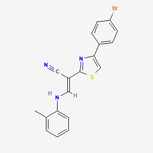 molecular formula C19H14BrN3S B2804389 (E)-2-(4-(4-bromophenyl)thiazol-2-yl)-3-(o-tolylamino)acrylonitrile CAS No. 450352-75-7