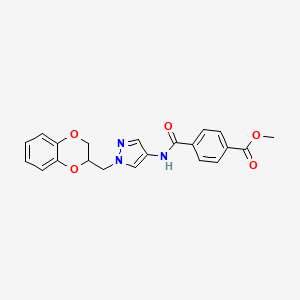 methyl 4-((1-((2,3-dihydrobenzo[b][1,4]dioxin-2-yl)methyl)-1H-pyrazol-4-yl)carbamoyl)benzoate