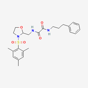 N1-((3-(mesitylsulfonyl)oxazolidin-2-yl)methyl)-N2-(3-phenylpropyl)oxalamide