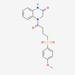 molecular formula C19H20N2O5S B2804408 4-(4-((4-methoxyphenyl)sulfonyl)butanoyl)-3,4-dihydroquinoxalin-2(1H)-one CAS No. 946313-66-2