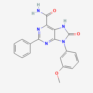 molecular formula C19H15N5O3 B2804413 9-(3-甲氧基苯基)-8-氧代-2-苯基-8,9-二氢-7H-嘌呤-6-羧酰胺 CAS No. 899741-81-2