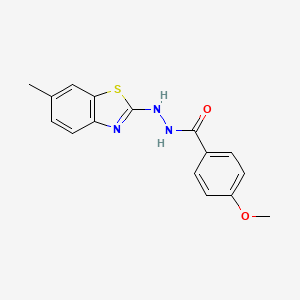 molecular formula C16H15N3O2S B2804423 4-methoxy-N'-(6-methyl-1,3-benzothiazol-2-yl)benzohydrazide CAS No. 851979-44-7