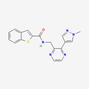 molecular formula C18H15N5OS B2804426 N-((3-(1-methyl-1H-pyrazol-4-yl)pyrazin-2-yl)methyl)benzo[b]thiophene-2-carboxamide CAS No. 2034614-00-9
