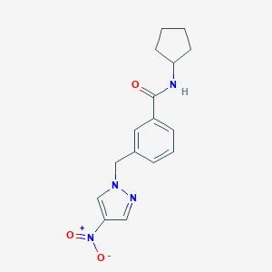 molecular formula C16H18N4O3 B280443 N-cyclopentyl-3-({4-nitro-1H-pyrazol-1-yl}methyl)benzamide 