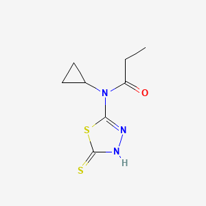 molecular formula C8H11N3OS2 B2804431 N-cyclopropyl-N-(5-mercapto-1,3,4-thiadiazol-2-yl)propanamide CAS No. 851116-17-1