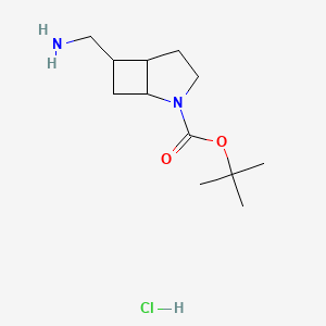 molecular formula C12H23ClN2O2 B2804435 叔丁基-6-(氨甲基)-2-氮杂双环[3.2.0]庚烷-2-羧酸甲酯；盐酸盐 CAS No. 2445794-76-1