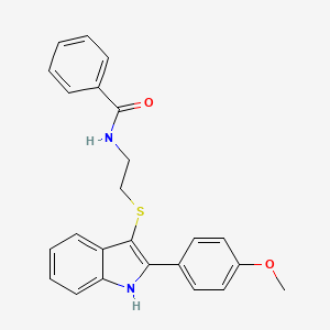 molecular formula C24H22N2O2S B2804438 N-[2-[[2-(4-methoxyphenyl)-1H-indol-3-yl]sulfanyl]ethyl]benzamide CAS No. 850916-91-5