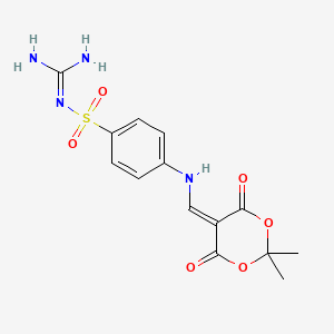 molecular formula C14H16N4O6S B2804443 N-carbamimidoyl-4-(((2,2-dimethyl-4,6-dioxo-1,3-dioxan-5-ylidene)methyl)amino)benzenesulfonamide CAS No. 1172404-84-0