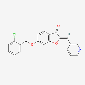 molecular formula C21H14ClNO3 B2804447 (Z)-6-((2-chlorobenzyl)oxy)-2-(pyridin-3-ylmethylene)benzofuran-3(2H)-one CAS No. 620549-37-3