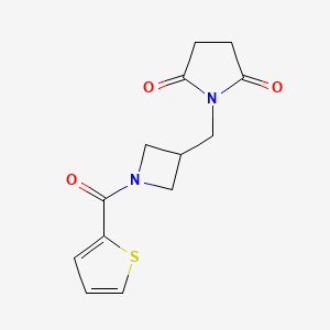 molecular formula C13H14N2O3S B2804448 1-{[1-(Thiophene-2-carbonyl)azetidin-3-yl]methyl}pyrrolidine-2,5-dione CAS No. 2097866-61-8