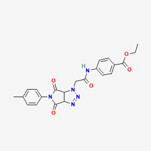 molecular formula C22H21N5O5 B2804453 ethyl 4-({[5-(4-methylphenyl)-4,6-dioxo-4,5,6,6a-tetrahydropyrrolo[3,4-d][1,2,3]triazol-1(3aH)-yl]acetyl}amino)benzoate CAS No. 1024310-85-7