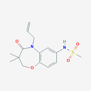 molecular formula C15H20N2O4S B2804462 N-(5-烯丙基-3,3-二甲基-4-氧代-2,3,4,5-四氢苯并[b][1,4]噁唑-7-基)甲磺酰胺 CAS No. 921909-71-9