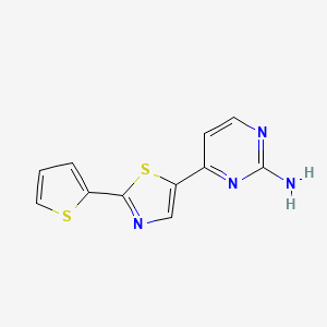 molecular formula C11H8N4S2 B2804466 4-[2-(Thiophen-2-yl)-1,3-thiazol-5-yl]pyrimidin-2-amine CAS No. 1823184-33-3