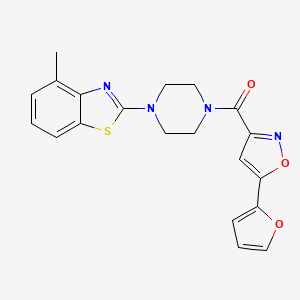 molecular formula C20H18N4O3S B2804469 (5-(呋喃-2-基)异噁唑-3-基)(4-(4-甲基苯并[d]噻唑-2-基)哌嗪-1-基)甲酮 CAS No. 1203343-63-8