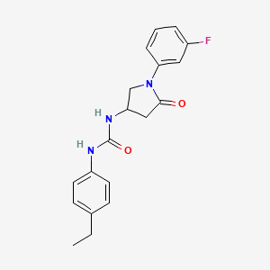 molecular formula C19H20FN3O2 B2804471 1-(4-Ethylphenyl)-3-[1-(3-fluorophenyl)-5-oxopyrrolidin-3-yl]urea CAS No. 894028-85-4