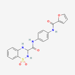 molecular formula C19H16N4O5S B2804472 N-(4-(furan-2-carboxamido)phenyl)-3,4-dihydro-2H-benzo[e][1,2,4]thiadiazine-3-carboxamide 1,1-dioxide CAS No. 941982-65-6