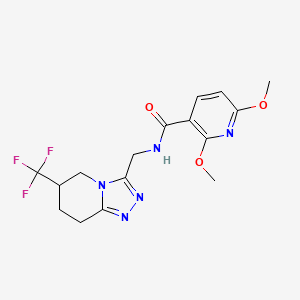 molecular formula C16H18F3N5O3 B2804478 2,6-dimethoxy-N-((6-(trifluoromethyl)-5,6,7,8-tetrahydro-[1,2,4]triazolo[4,3-a]pyridin-3-yl)methyl)nicotinamide CAS No. 2034421-98-0