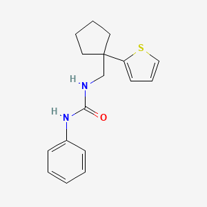 molecular formula C17H20N2OS B2804485 1-Phenyl-3-((1-(thiophen-2-yl)cyclopentyl)methyl)urea CAS No. 1207020-05-0