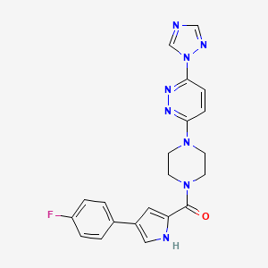 molecular formula C21H19FN8O B2804489 (4-(6-(1H-1,2,4-triazol-1-yl)pyridazin-3-yl)piperazin-1-yl)(4-(4-fluorophenyl)-1H-pyrrol-2-yl)methanone CAS No. 1797697-35-8