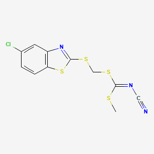 molecular formula C11H8ClN3S4 B2804491 [(5-Chloro-1,3-benzothiazol-2-yl)sulfanylmethylsulfanyl-methylsulfanylmethylidene]cyanamide CAS No. 845879-03-0